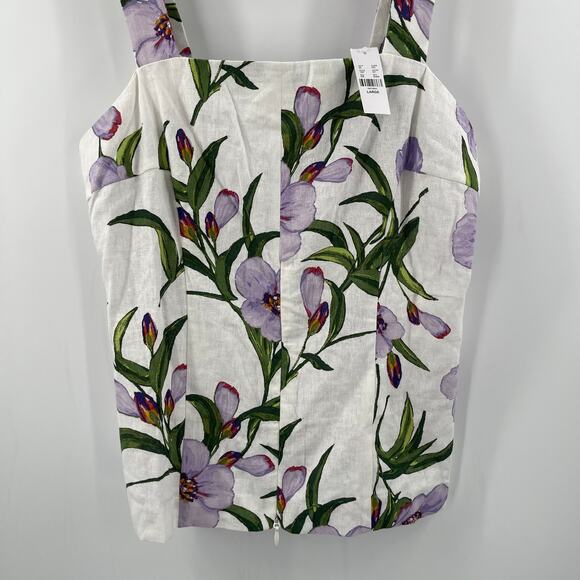 GABRIELLE UNION Balee Tank Size Large Split Hem Linen Blend Floral Summer NWT - Picture 6 of 14